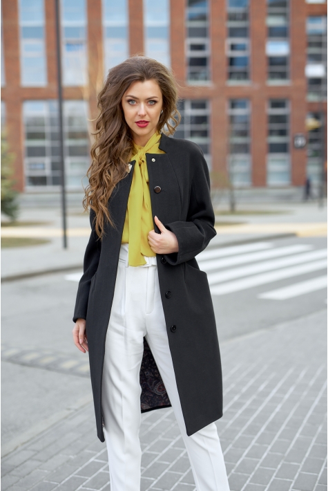 Женское пальто из текстиля с воротником 8012023