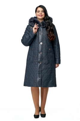 Зимнее женское пальто из текстиля с капюшоном, отделка песец